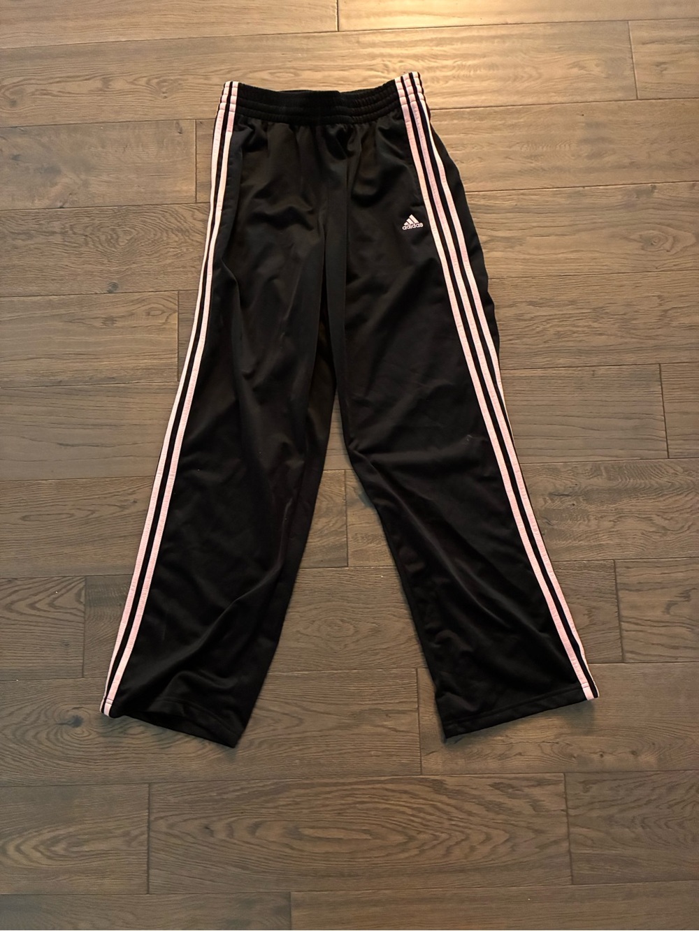 Adidas Flare Lounge Athletic Pants with Pink Stripes Logo